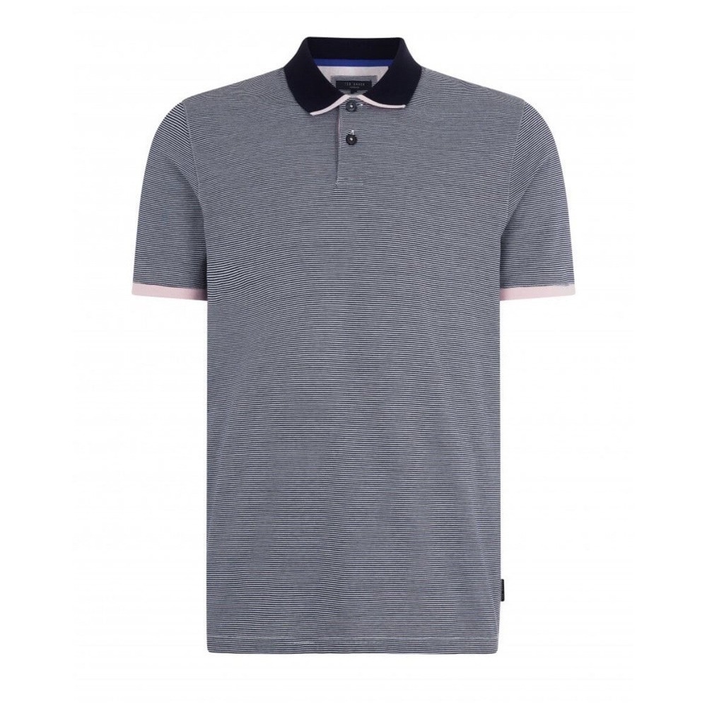 Ted Baker Men's Striped Polo Shirt Blue Short Sleeve Size 5 (L) Classic Fit - Picture 8 of 8